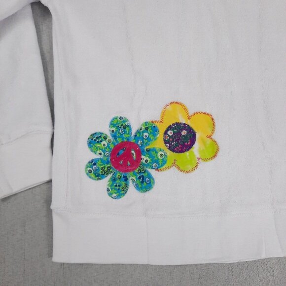 Flowers by Zoe Girls Hoodie 4 White Terry Zip Sweatshirt Rainbow Peace Y2K Retro - Picture 11 of 14